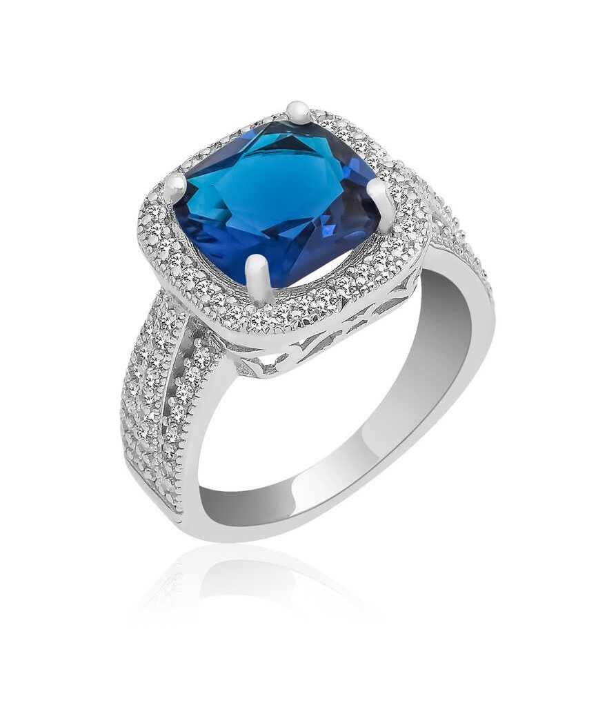 Gümüş Mavi Baget Bayan Yüzük