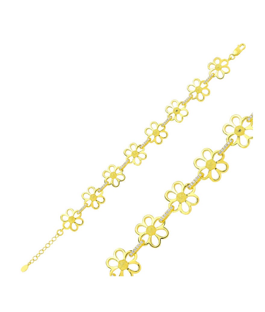 Gümüş Sarı Papatya Bayan Bileklik