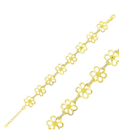 Gümüş Sarı Papatya Bayan Bileklik