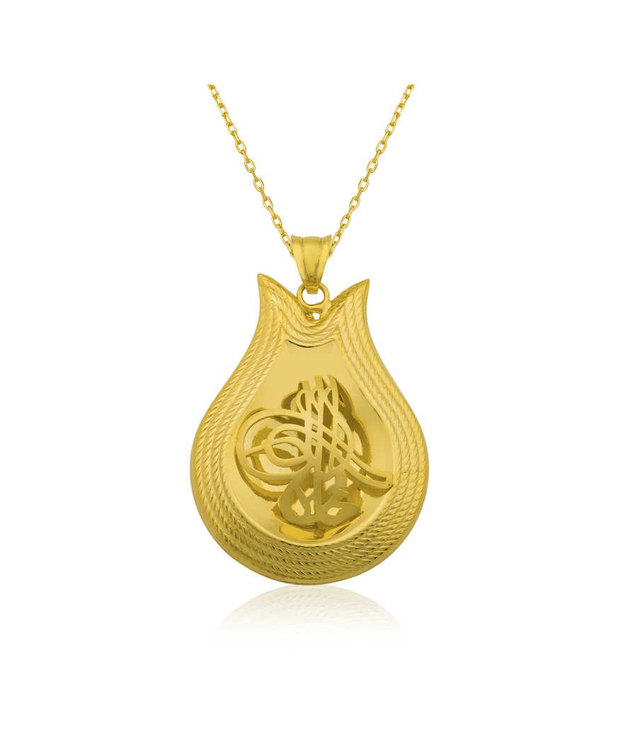 Gümüş Sarı Tuğra Bayan Kolye