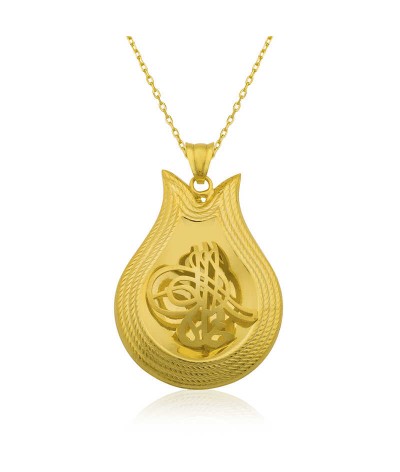 Gümüş Sarı Tuğra Bayan Kolye