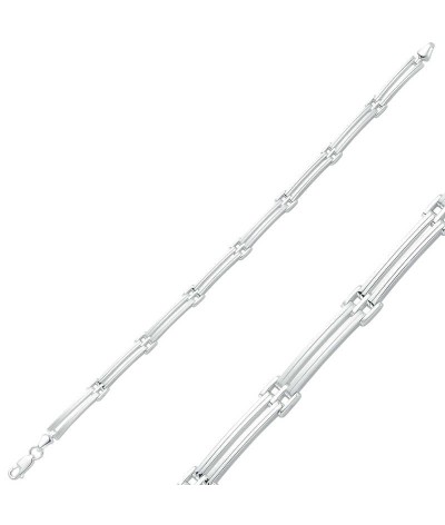 Gümüş İki Sıra Erkek Bileklik