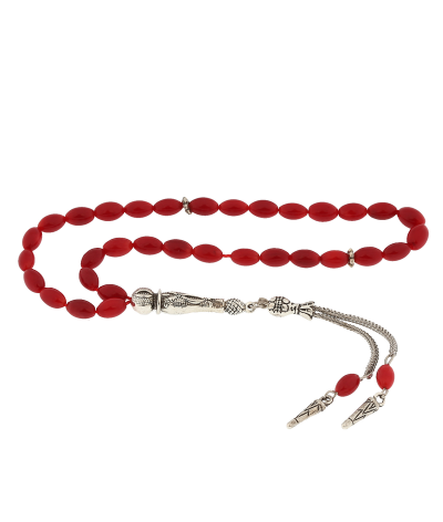 ​Doğaltaş Metal Püsküllü Mercan Taşı Tesbih