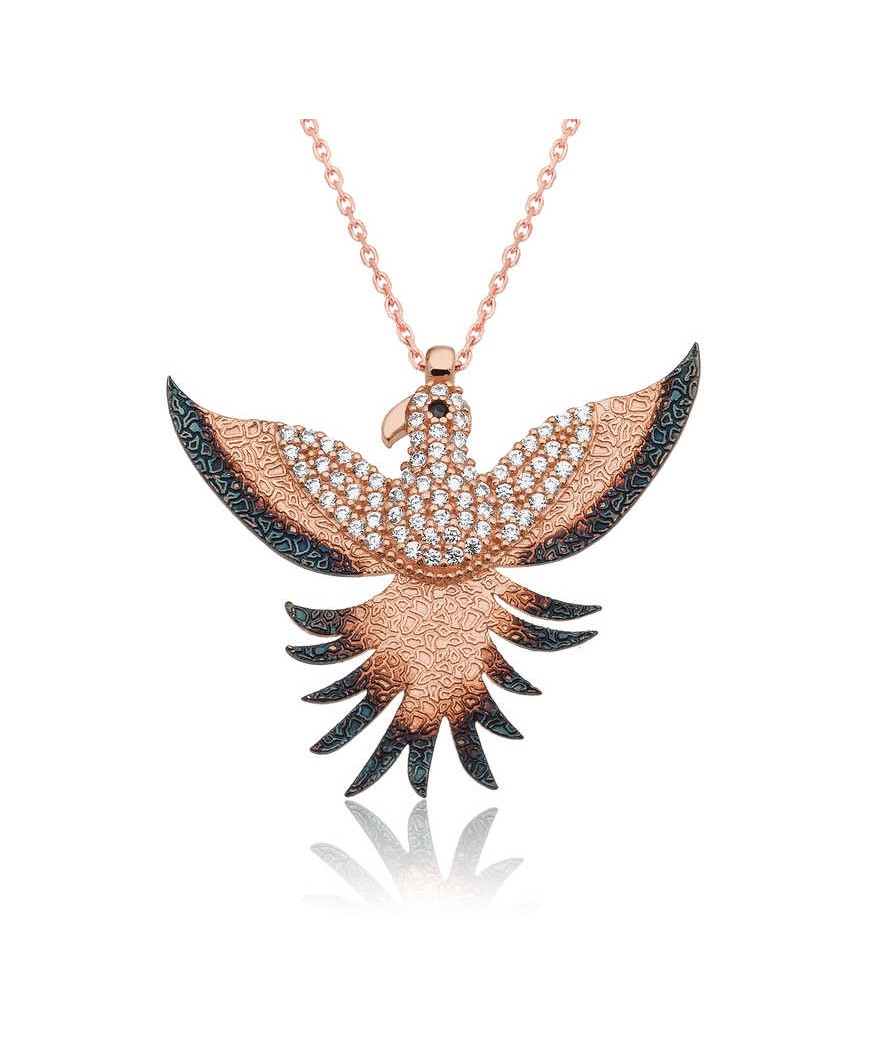 Gümüş Zümrüdü Anka Kuşu Kolye