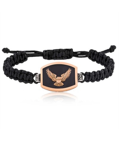 Gümüş Kartal Makrome Erkek Bileklik