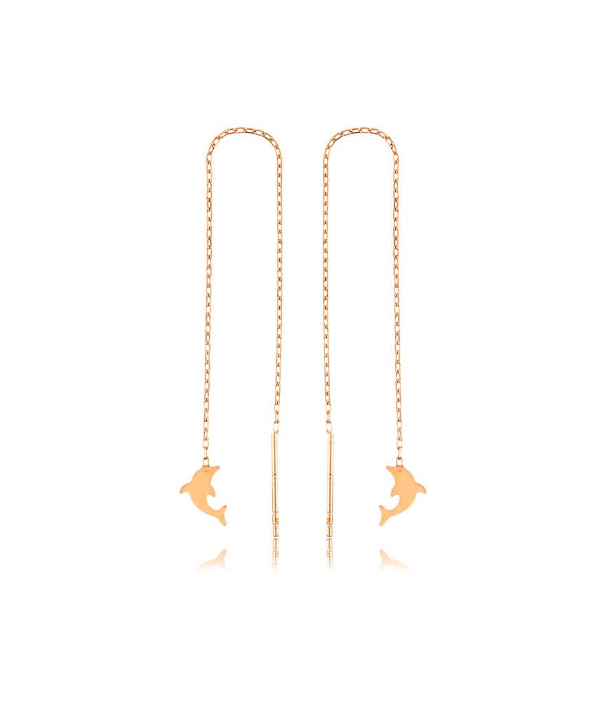 Gümüş Zincirli Yunus Balığı Küpe