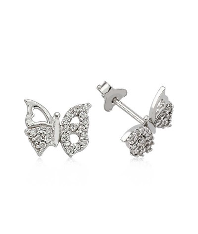 Gümüş Çivili Kelebek Küpe