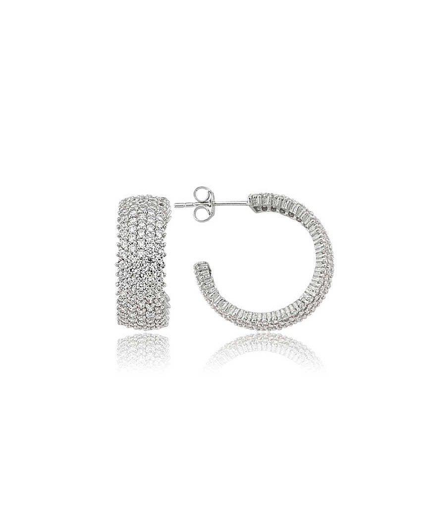 Gümüş Beş Sıra Beyaz Tamtur Küpe