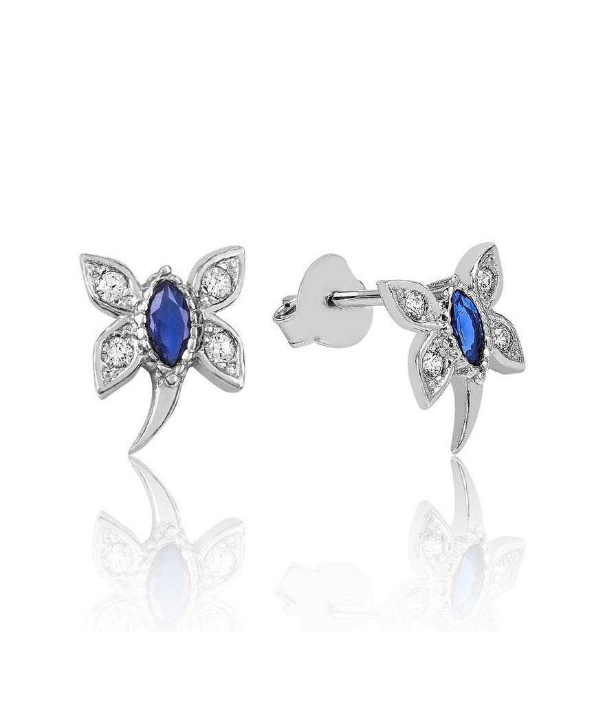 Gümüş Mavi Yusufcuk Çivili Küpe