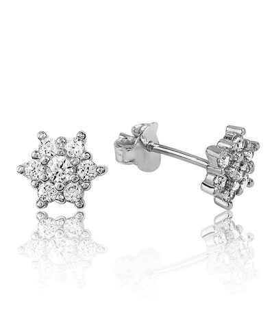 Gümüş Çiçek Çivili Küpe