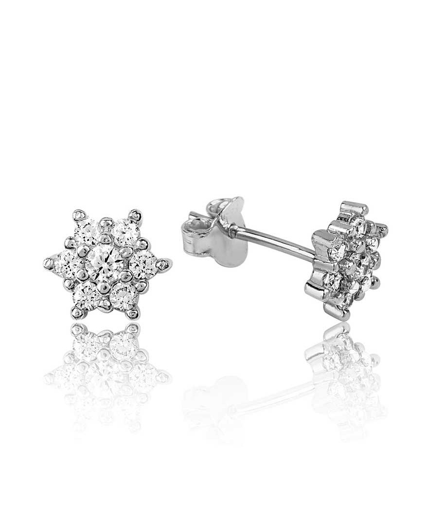 Gümüş Çiçek Çivili Küpe