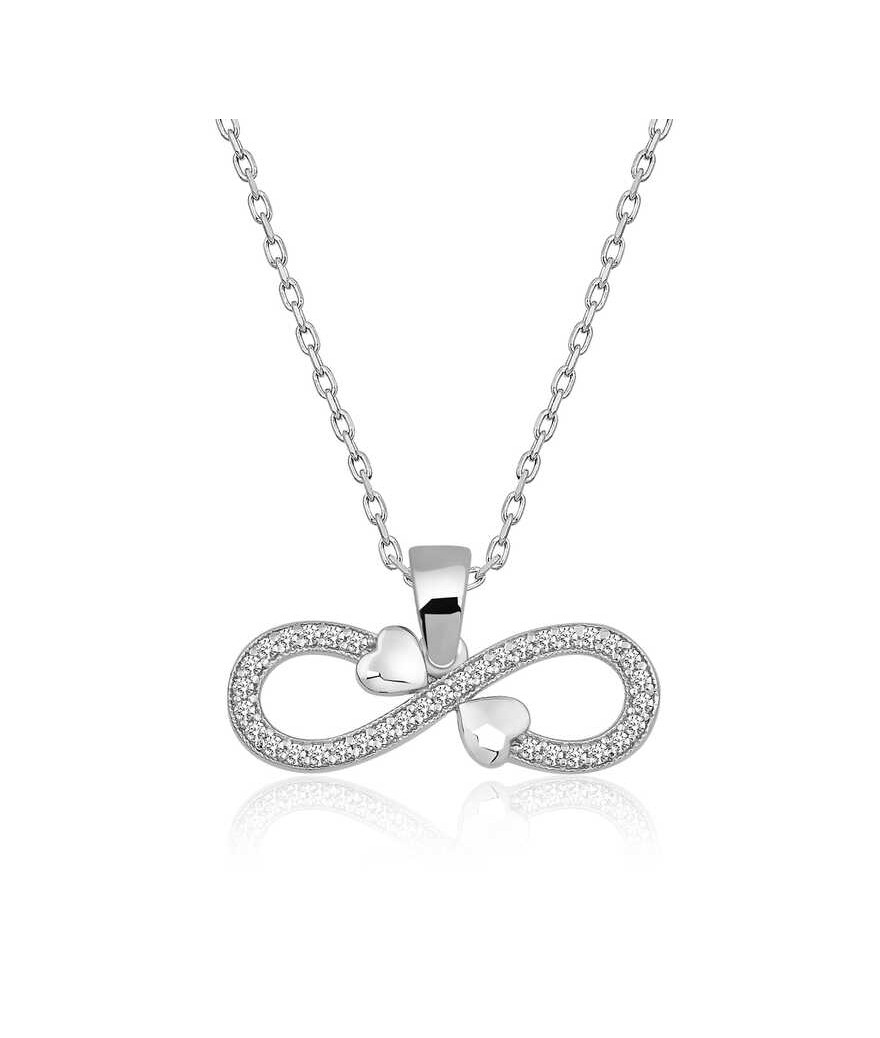 Gümüş Sonsuzluk Kalpler Bayan Kolye