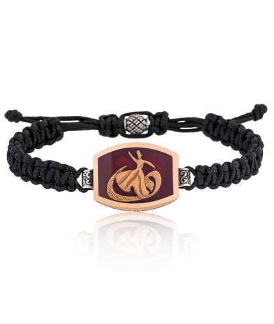 Gümüş Semazen Vav Desenli Makrome Erkek Bileklik