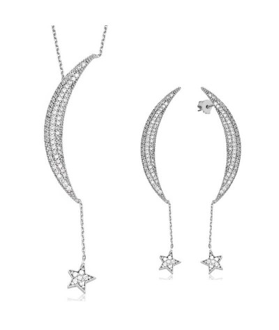 Gümüş Zincirli Ay Yıldız Bayan Set