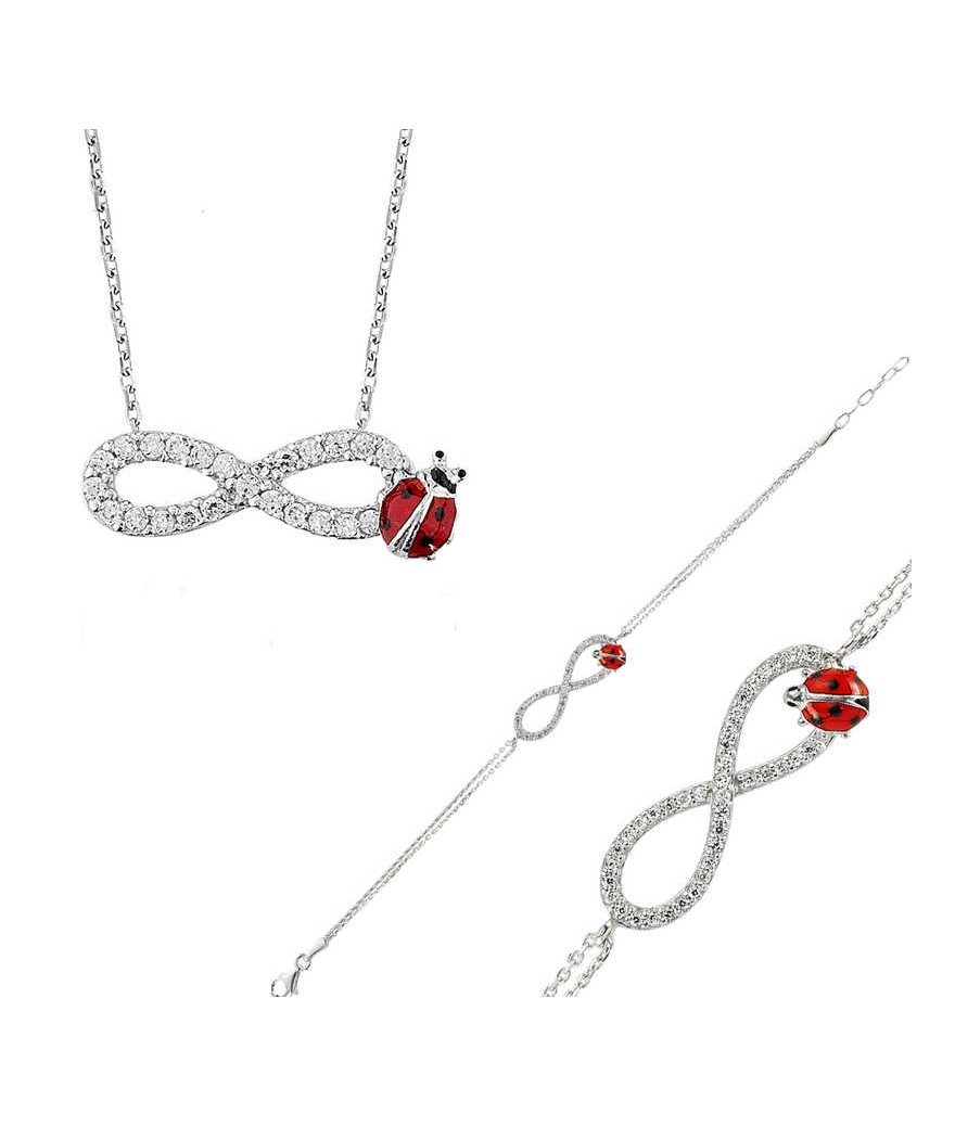 Gümüş Uğur Böcekli Sonsuzluk Bayan Set