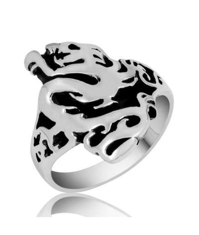 Gümüş Flaming Dragon Erkek Yüzük