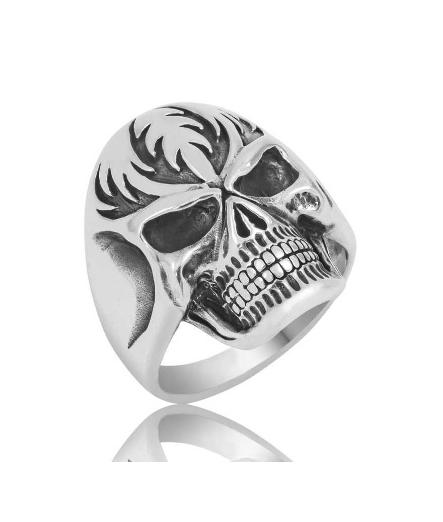 Gümüş Kuru Kafa Erkek Yüzük