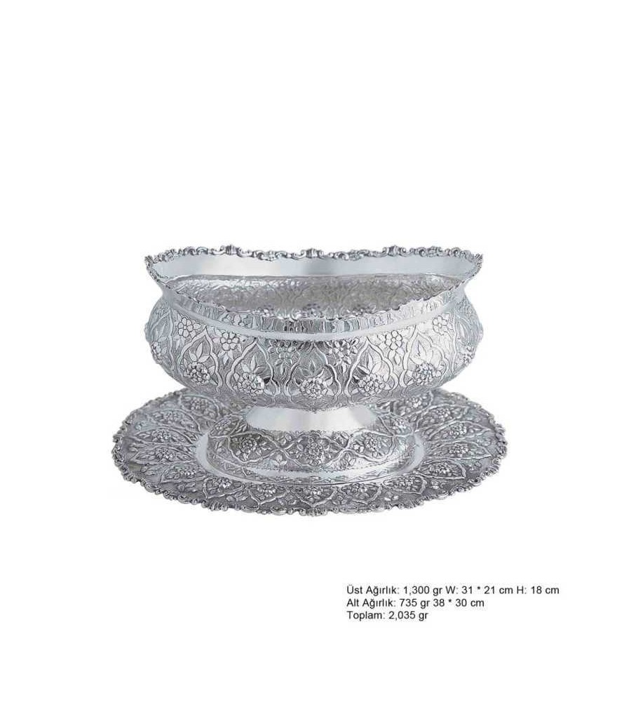 Papatya Desenli Oval Gümüş Boller