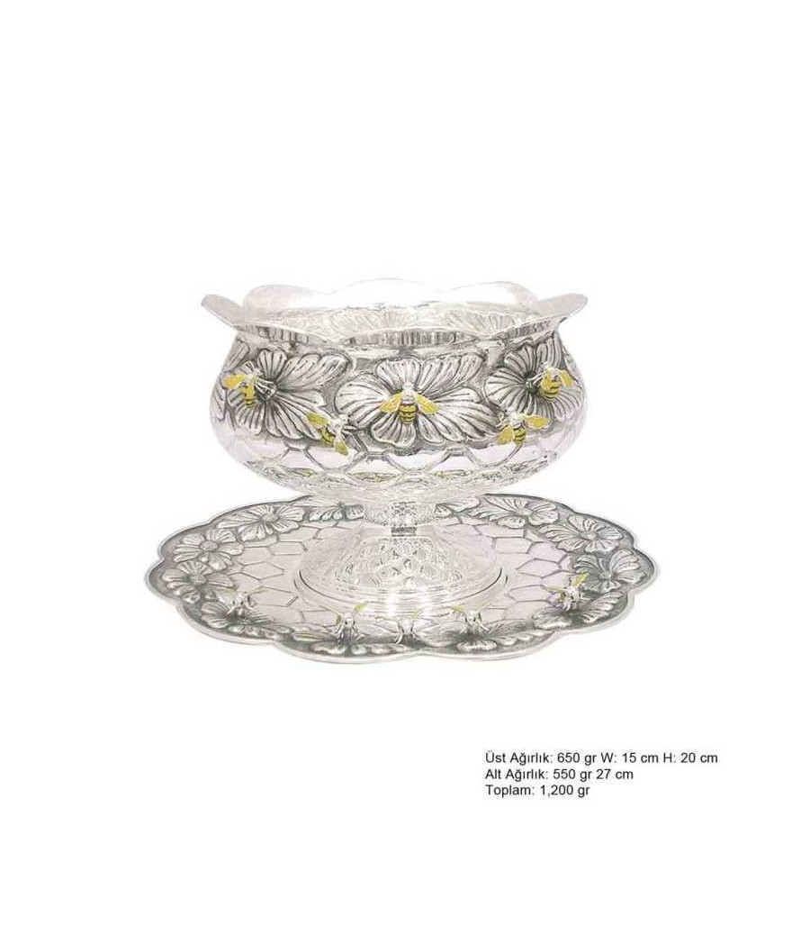 Arı Motifli Gümüş Boller