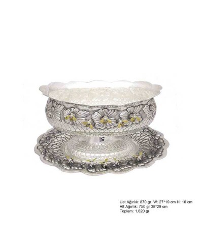 Arı Desenli Oval Gümüş Boller