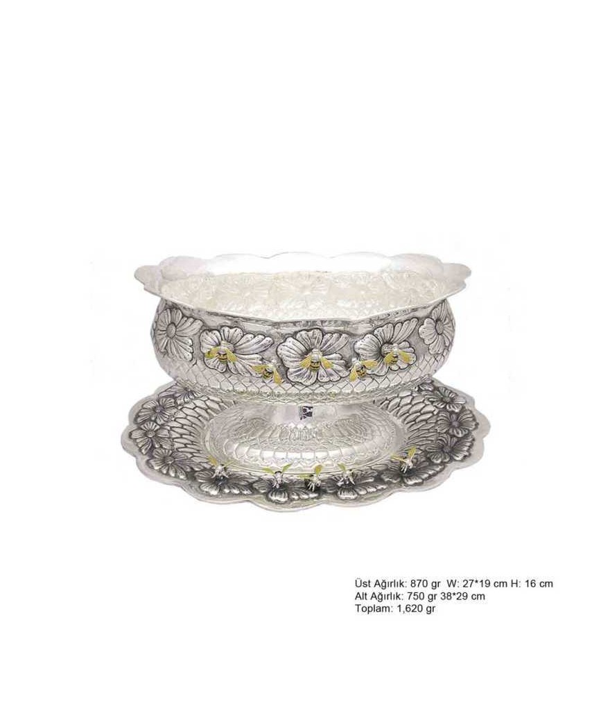 Arı Desenli Oval Gümüş Boller