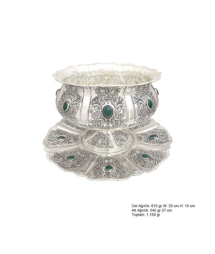 Lale Motifli Gümüş Boller