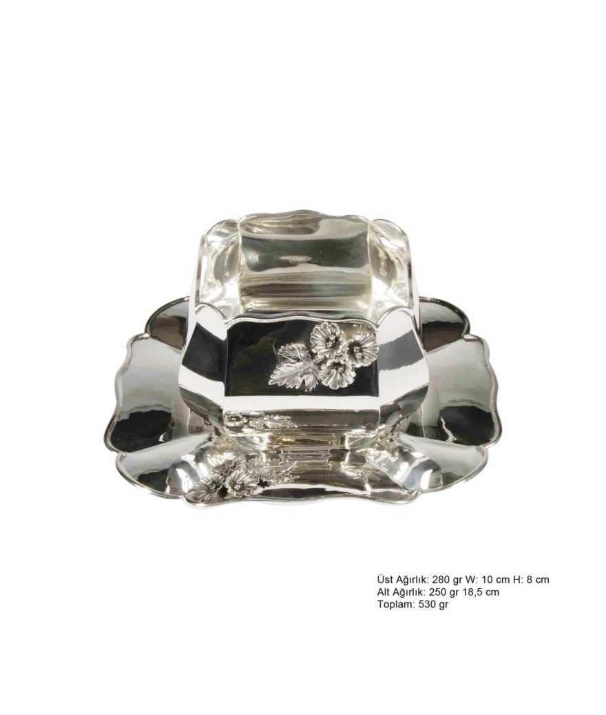 Amaryllis Desenli Gümüş Boller