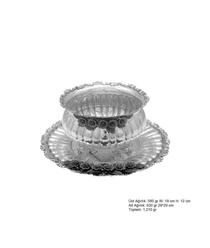 Frezya Çiçek Desenli Gümüş Boller