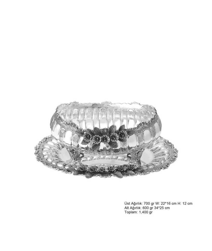 Orkide Desenli Gümüş Boller