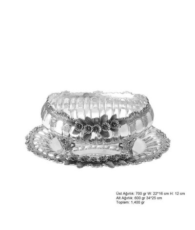 Orkide Desenli Gümüş Boller