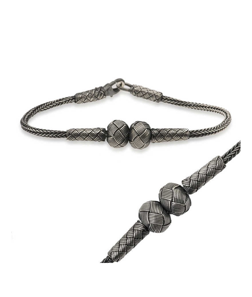 Gümüş Kazaziye Örgü Bileklik