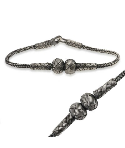 Gümüş Kazaziye Örgü Bileklik