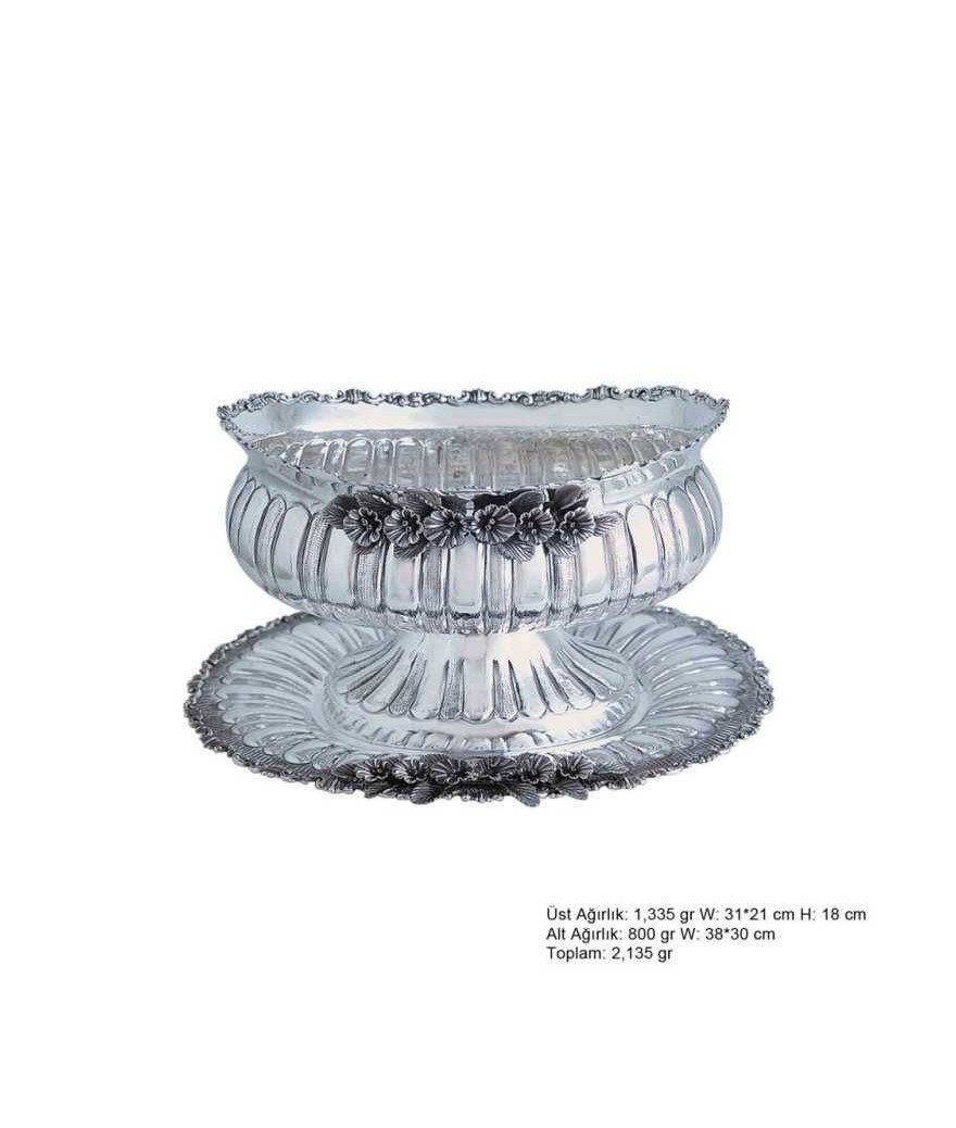 Orkide Motifli Gümüş Boller