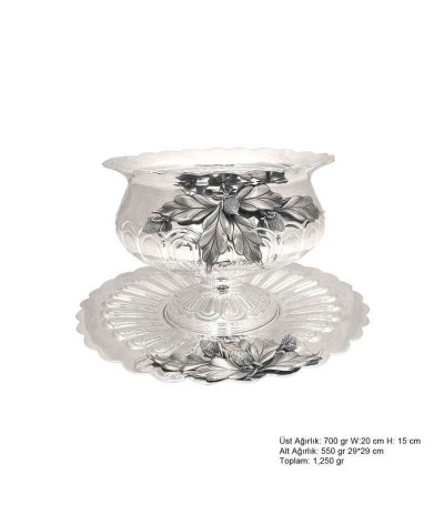 Yaprak Desenli Gümüş Boller