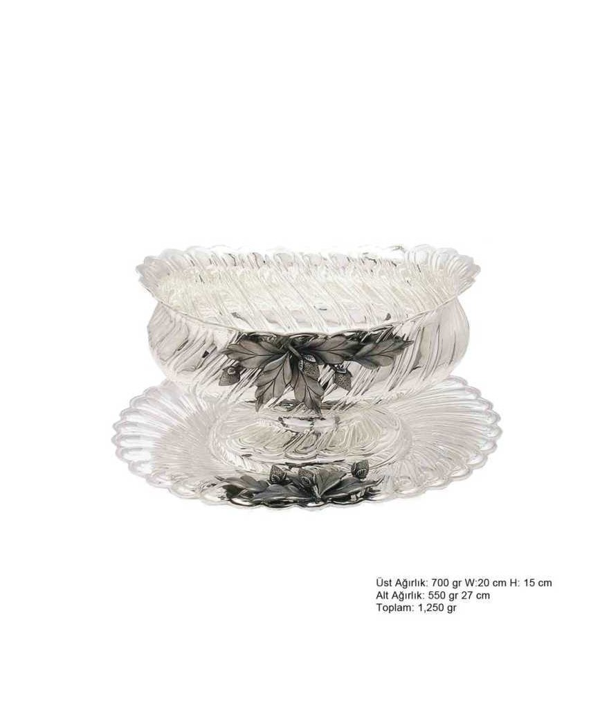 Yaprak Motifli Gümüş Boller