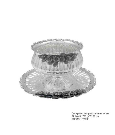 Orkide Desenli Gümüş Boller