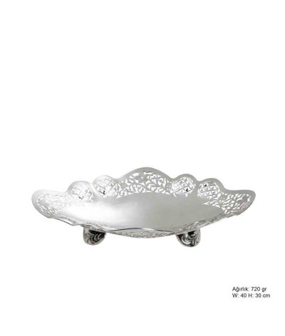 Çiçek Motifli Gümüş Çikolatalık