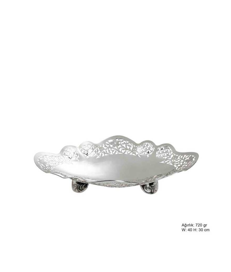 Çiçek Motifli Gümüş Çikolatalık