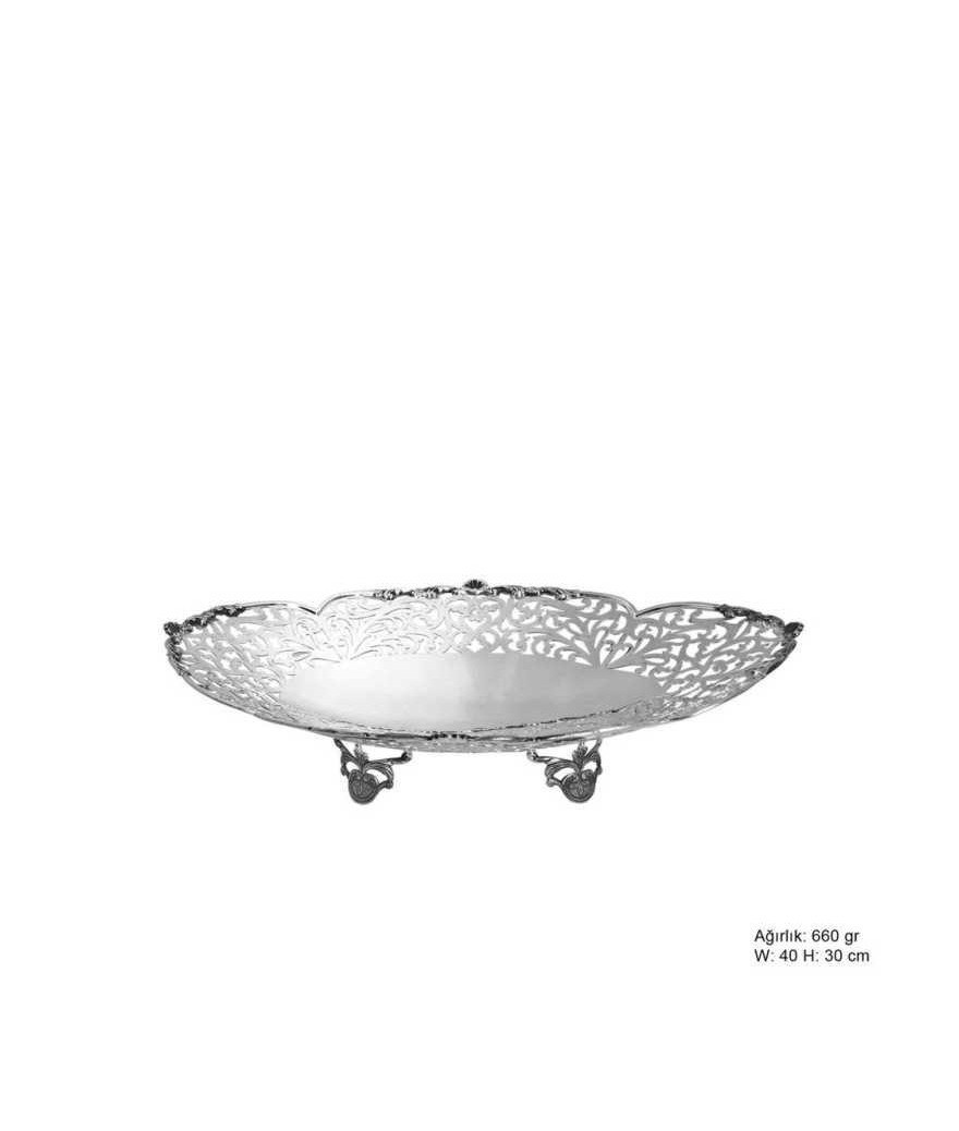 Çiçek Motifli Gümüş Çikolatalık