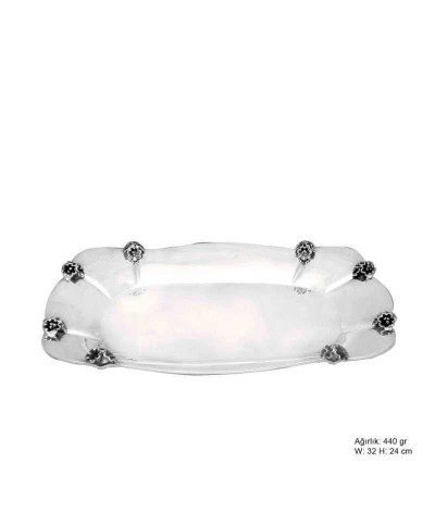 Orkide Motifli Gümüş Çikolatalık