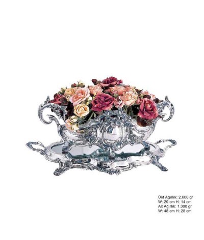 925 Ayar Gümüş Çiçekli Jardinyer