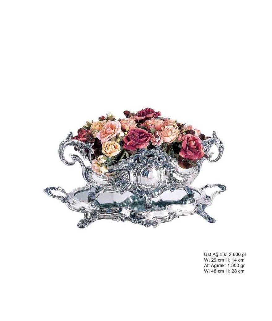 925 Ayar Gümüş Çiçekli Jardinyer