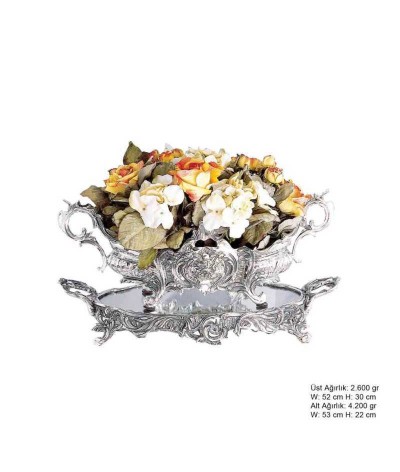 925 Ayar Gümüş Çiçekli Jardinyer