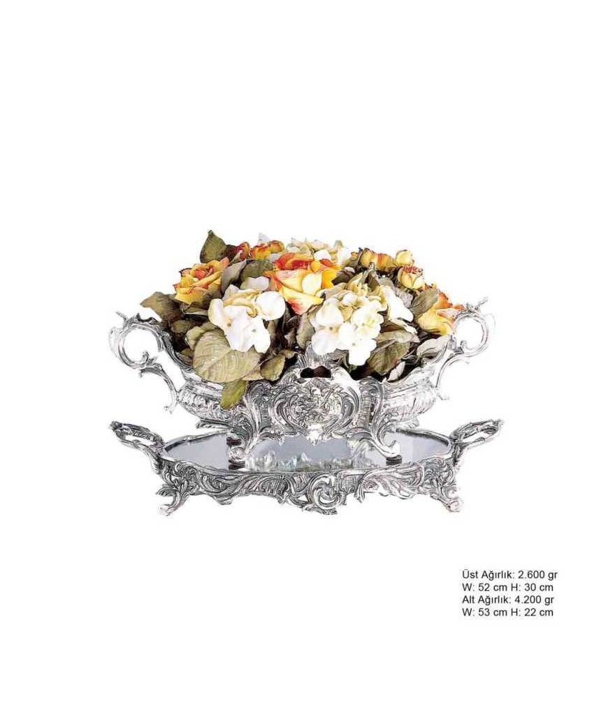 925 Ayar Gümüş Çiçekli Jardinyer
