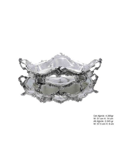 925 Ayar Gümüş Çiçekli Jardinyer