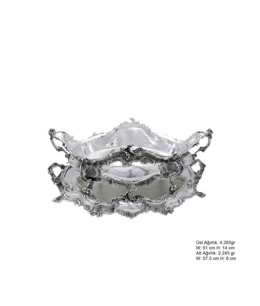 925 Ayar Gümüş Çiçekli Jardinyer