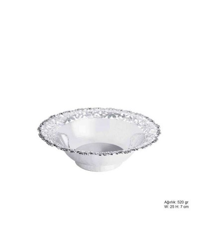 Papatya Motifli Gümüş Meyvelik