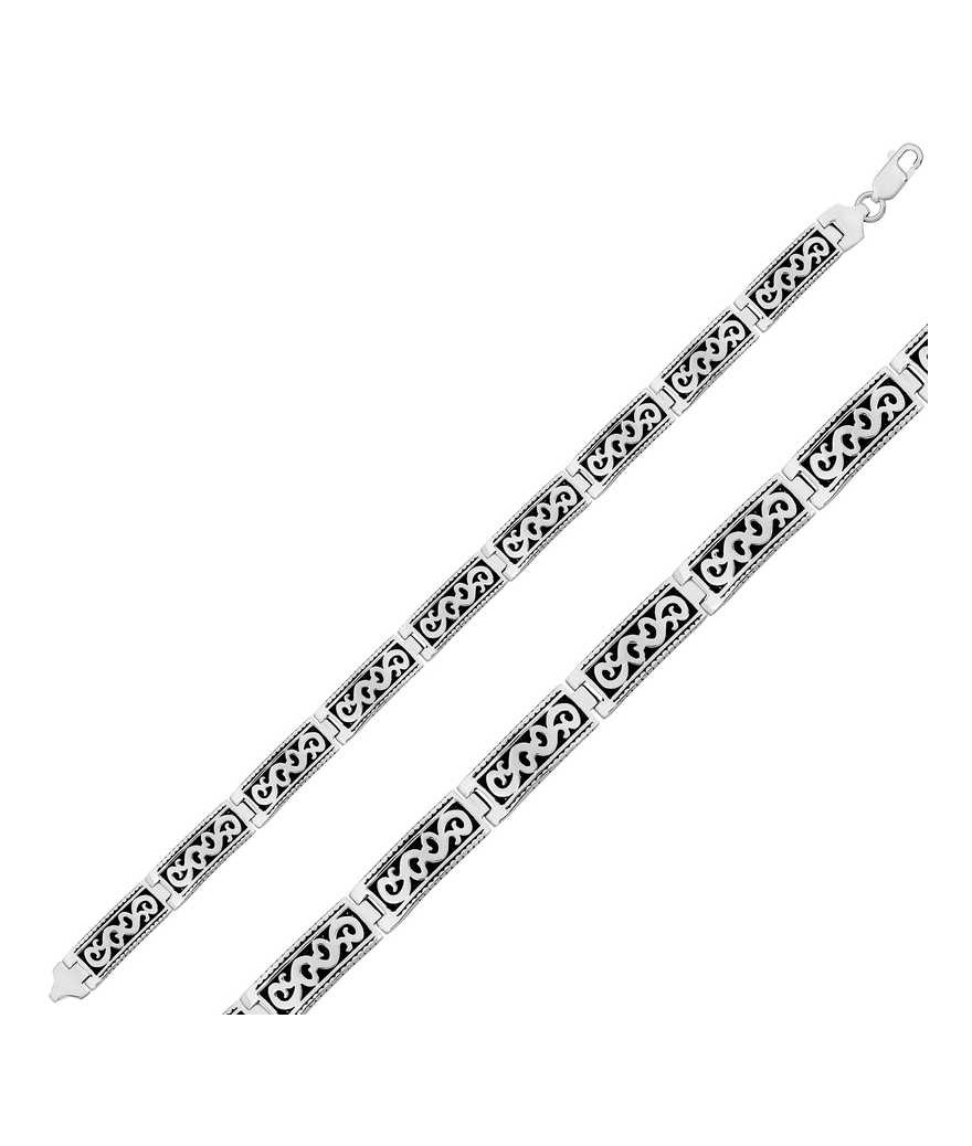 Gümüş Desenli Erkek Bileklik