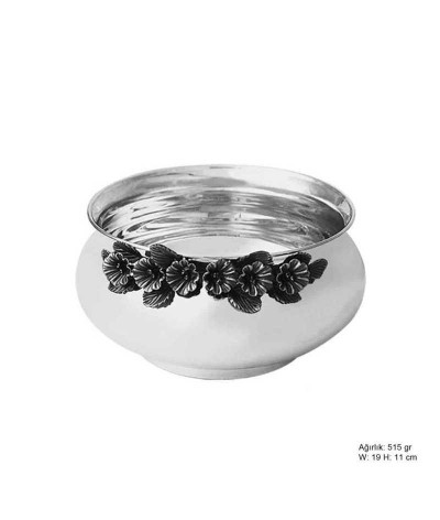 Frezya Çiçek Desenli Gümüş Şekerlik