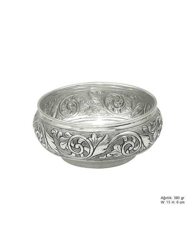 Yaprak Desenli Gümüş Şekerlik